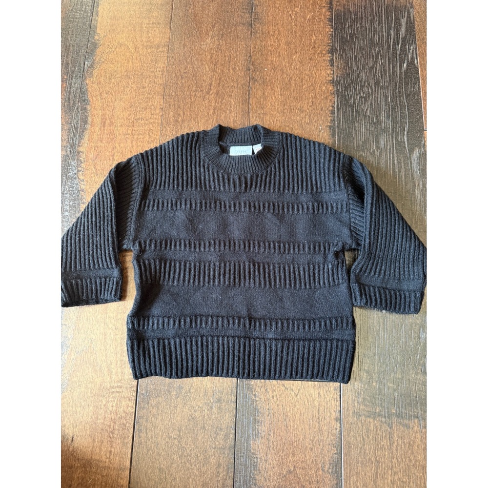 Zara Kids Black Ribbed Knit Sweater Crew Neck Long‎ Sleeve Size 12-18 Months
